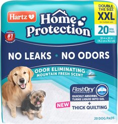 Hartz Home Protection Super Absorbent Odor Eliminating Mountain Fresh Scented No Leak Dog Pads, XX-Large, 20 count