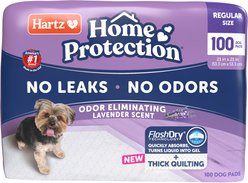 Hartz Home Protection Super Absorbent Odor Eliminating Lavender Scented No Leak Dog Pads, 100 count