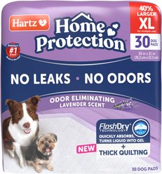Hartz Home Protection Super Absorbent Odor Eliminating Lavender Scented No Leak Dog Pads, X-Large, 30 count
