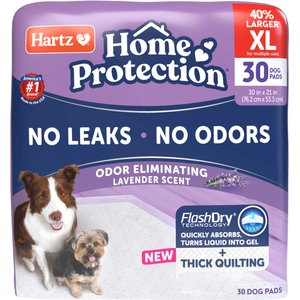 Hartz Home Protection Super Absorbent Odor Eliminating Lavender Scented No Leak Dog Pads, X-Large, 30 count
