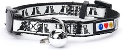 Pawtitas Glow in The Dark Adjustable Safety Buckle Nylon Reflective Breakaway Cat Collar with Bell, 8 to 12-in neck, 3/8-in wide, Black