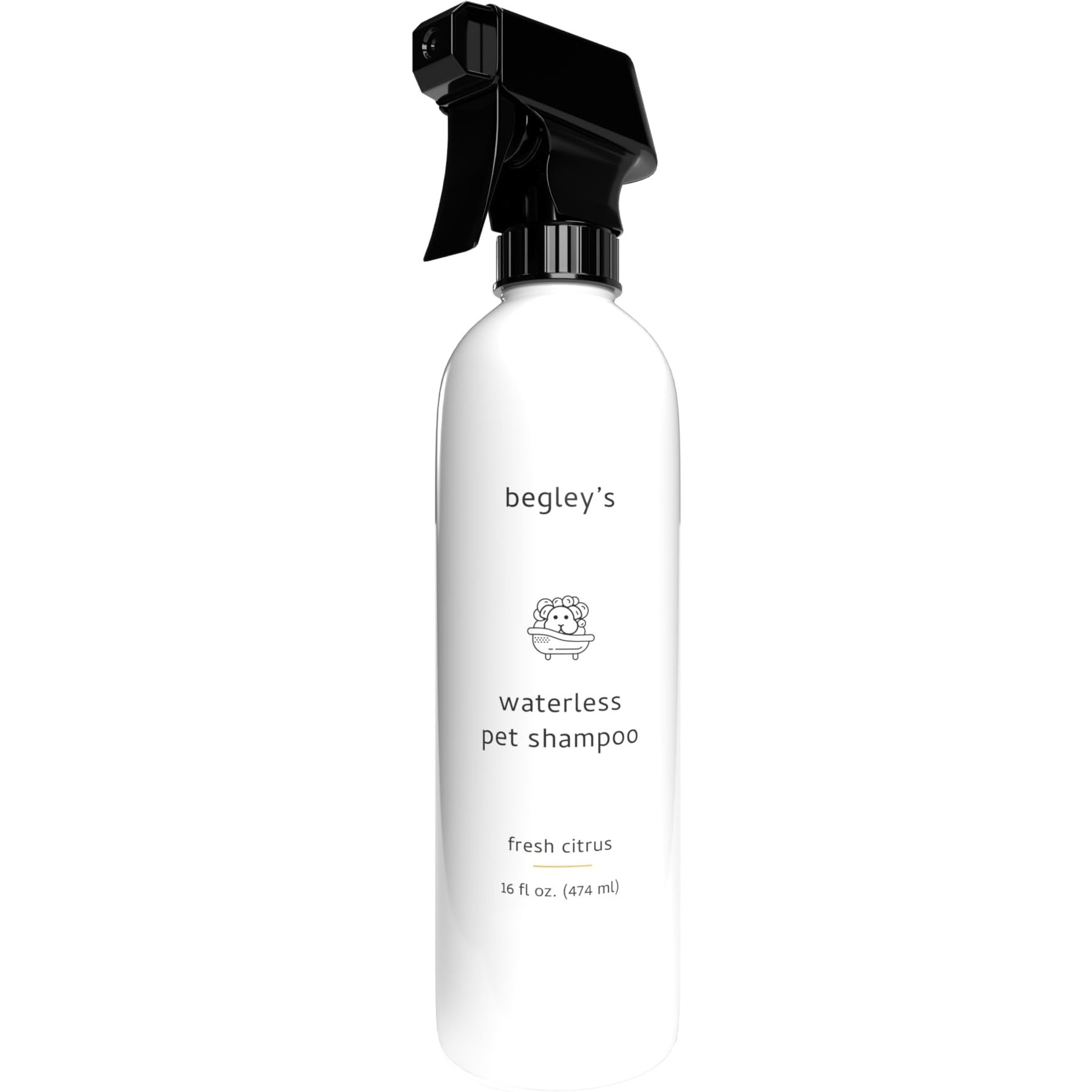 Begley's Natural No-Rinse Waterless, Bathless Cleaning, Deodorizing & Odor Removal Fresh Citrus Scent Dog & Cat Shampoo, 16-fl oz, 1 count