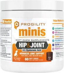 Nootie Progility Minis Hip & Joint with Glucosamine & Chondroitin Soft Chew Supplement for Dogs, 60 count