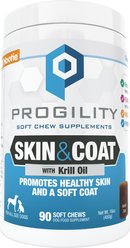 Nootie Progility Skin & Coat with Krill Oil Soft Chew Supplement for Dogs, 90 count