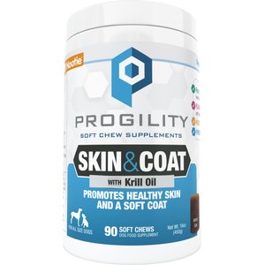 Nootie Progility Skin & Coat with Krill Oil Soft Chew Supplement for Dogs, 90 count
