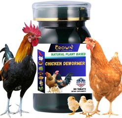 Crown Pet Supplies All Natural Plant Based Dewormer Tablet Chicken Supplement, 100 count