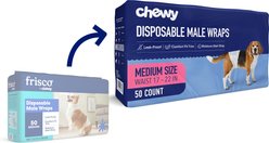 Chewy Made Disposable Male Dog Wraps (FORMERLY FRISCO), Medium: 17 to 22-in waist, 50 count