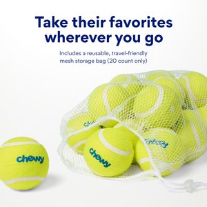 Chewy Made Fetch Squeaky Yellow Tennis Ball Dog Toy, Medium, 20 count