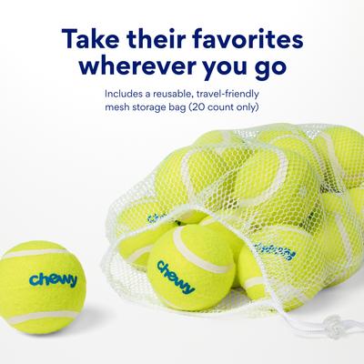 Show full view: Chewy Made Fetch Squeaky Yellow Tennis Ball Dog Toy, Medium, 20 count slide 7 of 9