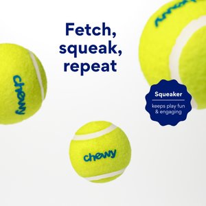 Chewy Made Fetch Squeaky Yellow Tennis Ball Dog Toy, Medium, 20 count