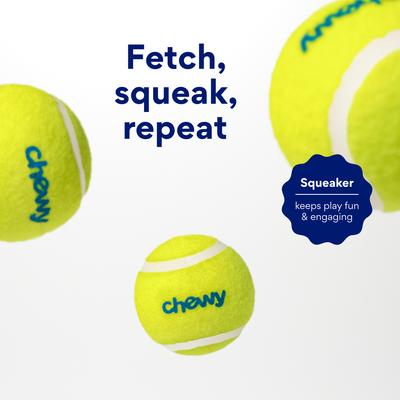 Show full view: Chewy Made Fetch Squeaky Yellow Tennis Ball Dog Toy, Medium, 20 count slide 4 of 9