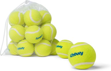 Chewy Made Fetch Squeaky Yellow Tennis Ball Dog Toy, Medium, 20 count