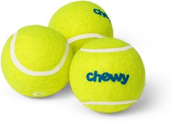 Chewy Made Fetch Squeaky Yellow Tennis Ball Dog Toy, X-Small/Small, 3 count