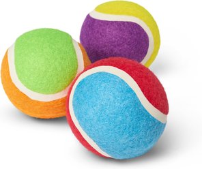 Chewy Made Colorful Fetch Squeaky Tennis Ball Dog Toy, Medium, 3 count