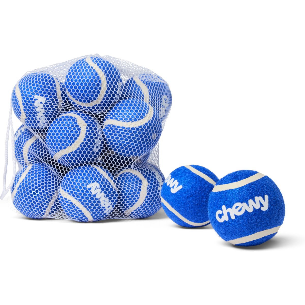 Chewy Made Fetch Squeaky Blue Tennis Ball Dog Toy, Medium, 20 count