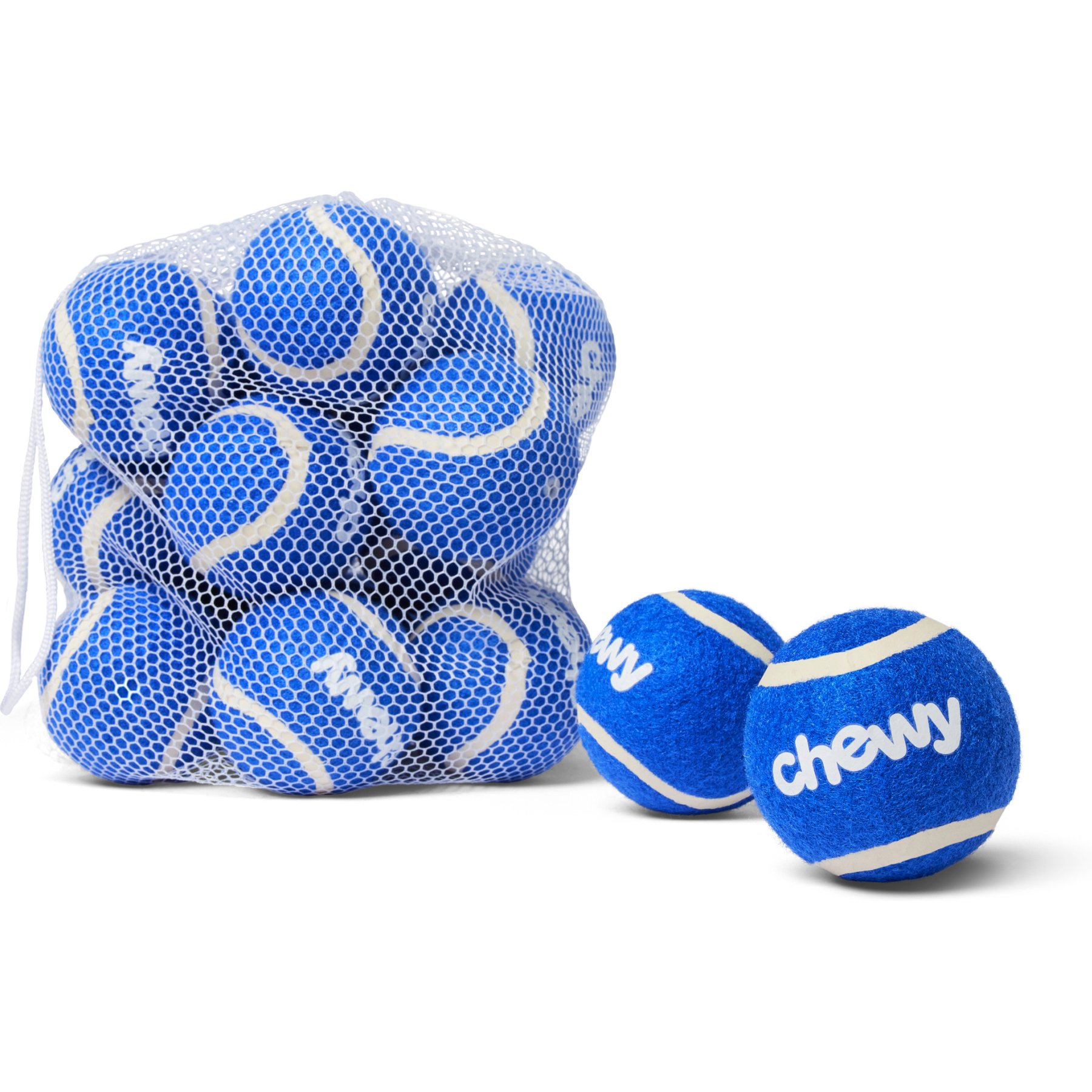 Chewy Made Fetch Squeaky Blue Tennis Ball Dog Toy, Medium, 20 count