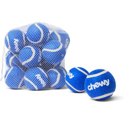 Chewy Made Chewy Made Fetch Squeaky Blue Tennis Ball Dog Toy, Medium, 20 count