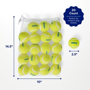Chewy Made Fetch Squeaky Yellow Tennis Ball Dog Toy, Medium, 20 count