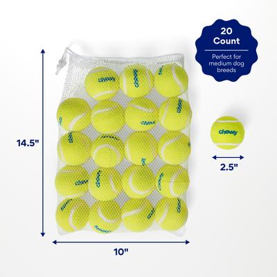 Show full view: Chewy Made Fetch Squeaky Yellow Tennis Ball Dog Toy, Medium, 20 count slide 2 of 9