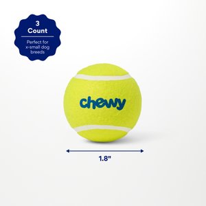 Chewy Made Fetch Squeaky Yellow Tennis Ball Dog Toy, X-Small/Small, 3 count