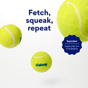 Chewy Made Fetch Squeaky Yellow Tennis Ball Dog Toy, X-Small/Small, 3 count