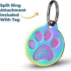 GoTags Personalized Paw Print Round Polished Stainless Steel Dog & Cat Tag, Onyx, Regular slide 2 of 7