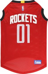 Pets First NBA Houston Rockets Basketball Mesh Dog Jersey, X-Small