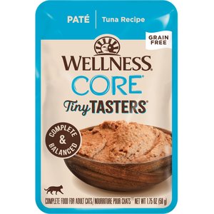 Wellness CORE Tiny Tasters Pate Tuna Natural Grain-Free Natural Cat Food, 1.75-oz pouch, case of 12