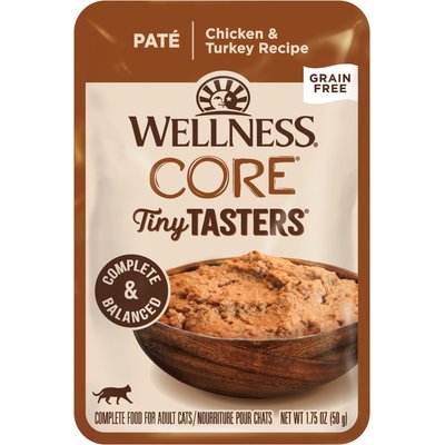 Wellness Wellness CORE Tiny Tasters Pate Chicken & Turkey Natural Grain-Free Wet Cat Food, 1.75-oz pouch, case of 12