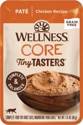 Wellness CORE Tiny Tasters Chicken Pate Grain-Free Cat Food Pouches, 1.75-oz, pack of 12