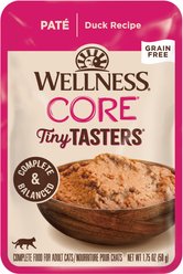Wellness CORE Tiny Tasters Duck Pate Grain-Free Cat Food Pouches, 1.75-oz, pack of 12