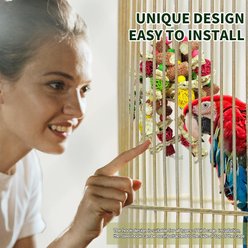 NonoPets Natural Foraging 13-in Hanging Shredder Bird Toy with Air-Dried Corn Cobs, Natural Wood & Rattan Balls slide 2 of 8
