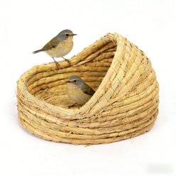 NonoPets Natural Hand-Woven Straw Eco-Friendly Breathable Breeding Hut Bird Nest