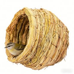 NonoPets Natural Hand-Woven Round Straw Eco-Friendly Breathable Breeding Hut Bird Nest slide 2 of 4