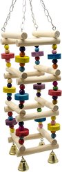 NonoPets 17.7-in Multi-Level Vertical Natural Wood Ladder with Colorful Beads & 4 Auditory Play Bells Bird Climbing Tower