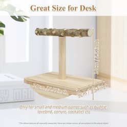 NonoPets Solid Wood Rocking Interactive Tabletop Balancing Stand with Natural Bark T-Bar, Portable Desktop Training Station & Exercise Toy Bird Perch slide 2 of 7