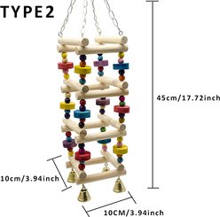 NonoPets 17.7-in Multi-Level Vertical Natural Wood Ladder with Colorful Beads & 4 Auditory Play Bells Bird Climbing Tower slide 2 of 3