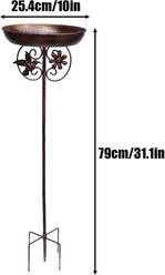 NonoPets 29.9-in Outdoor Garden Stake Antique Bronze Metal Bird Bath with Decorative Hummingbird & Flower Motif slide 2 of 7