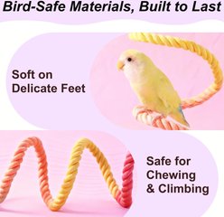 NonoPets Interactive Flexible Colorful Gradient Bungee Climbing Cotton Rope Bird Perch with Durable Steel-Core Training Stand & Exercise Toy, 40-in slide 2 of 6