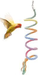 NonoPets Interactive Flexible Colorful Gradient Bungee Climbing Cotton Rope Bird Perch with Durable Steel-Core Training Stand & Exercise Toy, 60-in
