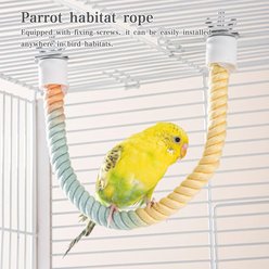 NonoPets Interactive Flexible Colorful Gradient Bungee Climbing Cotton Rope Bird Perch with Durable Steel-Core Training Stand & Exercise Toy, 30-in slide 2 of 7