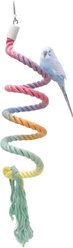 NonoPets Interactive Flexible Colorful Gradient Bungee Climbing Cotton Rope Bird Perch with Durable Steel-Core Training Stand & Exercise Toy, 40-in