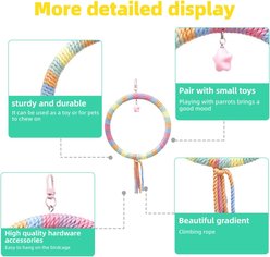 NonoPets Interactive Colorful Rainbow Gradient Hanging Ring Cotton Rope Bird Swing with Star Toy slide 2 of 5