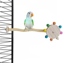 NonoPets Interactive Rotating Natural Wood Branch Bird Windmill Perch with Colorful Spinning Beads