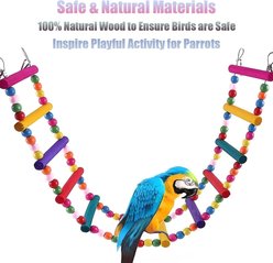 NonoPets Interactive Colorful Flexible Wood Bridge Toy with Natural Dye Beads Bird Climbing Ladder & Swing slide 2 of 5