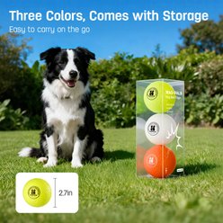 Potaroma Indoor & Outdoor E-TPU Bouncy Balls Plush Dog Toy, Green/Orange/White, 3 count slide 2 of 7
