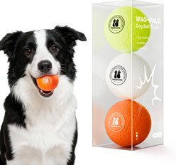 Potaroma Indoor & Outdoor E-TPU Bouncy Balls Plush Dog Toy, Green/Orange/White, 3 count slide 1 of 7