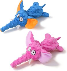 Potaroma Interactive Elephant Stuffing-Free Plush Dog Toy, Blue/Purple, 11.8 x 7.5-in, 2 count