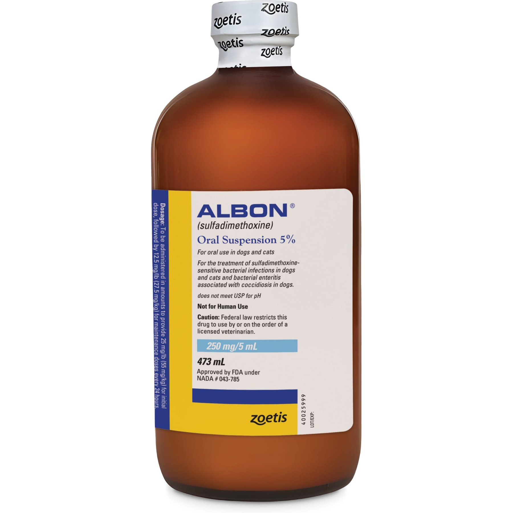 Albon (sulfadimethoxine) Oral Suspension 5% for Dogs & Cats, 16-oz