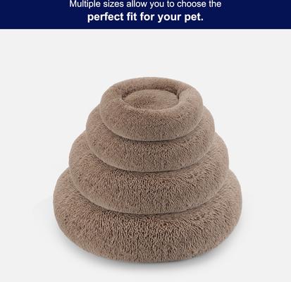 Show full view: JOEJOY Donut Warming Fluffy Plush Round Bolster Dog & Cat Bed with Non-Slip Bottom, Brown, 23-in slide 8 of 9